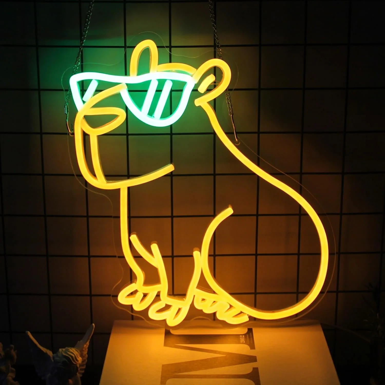

Capibara Neon sign Cute animal with glasses LED sign Wall Cartoon neon bedroom Children's room party decoration Birthday gift