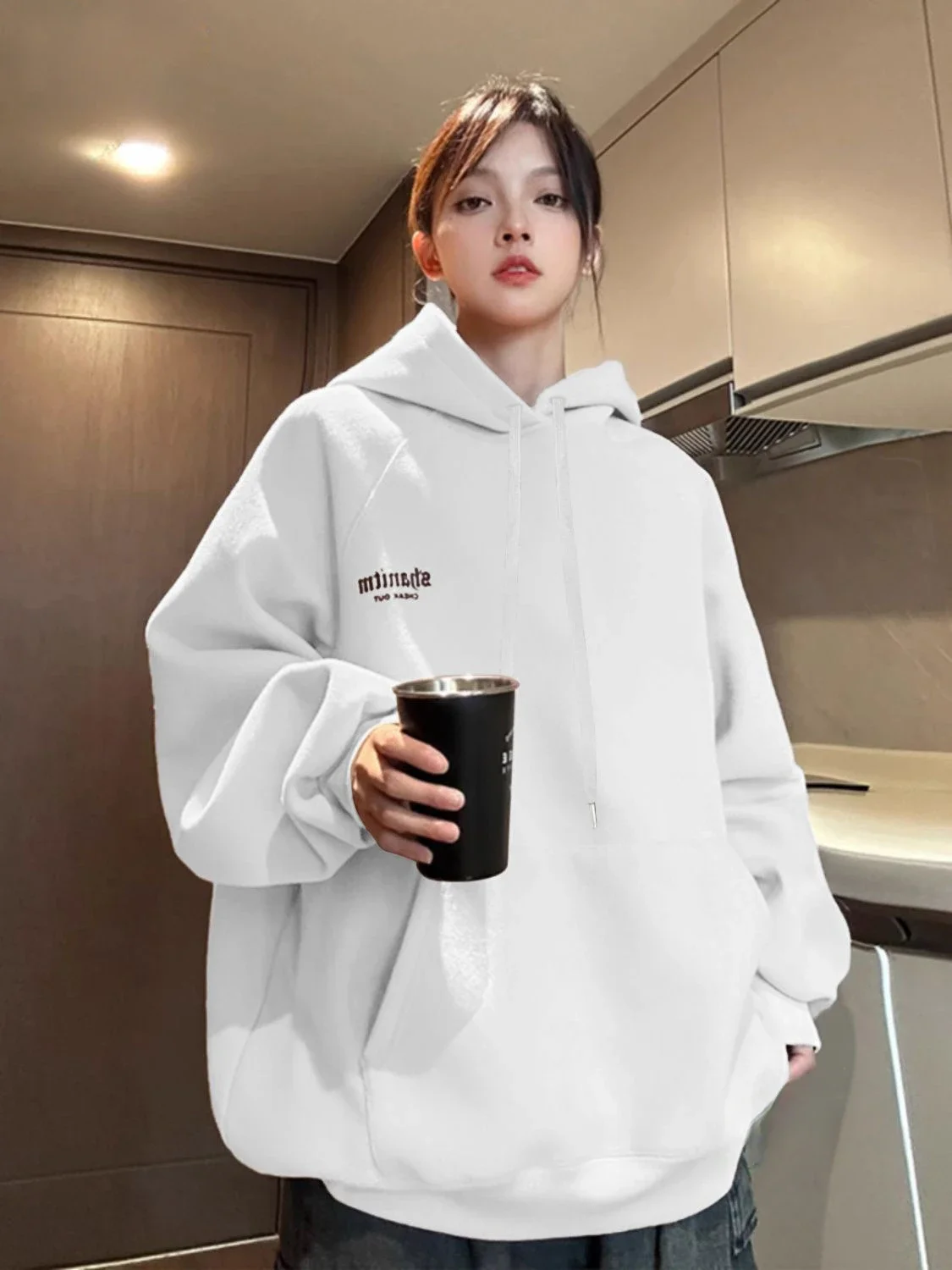 Heavyweight Cotton Hooded Couple Sweater Men and Women Fashion Brand Versatile Text Decal Oversize Thick Top Coat Clothes Y2k