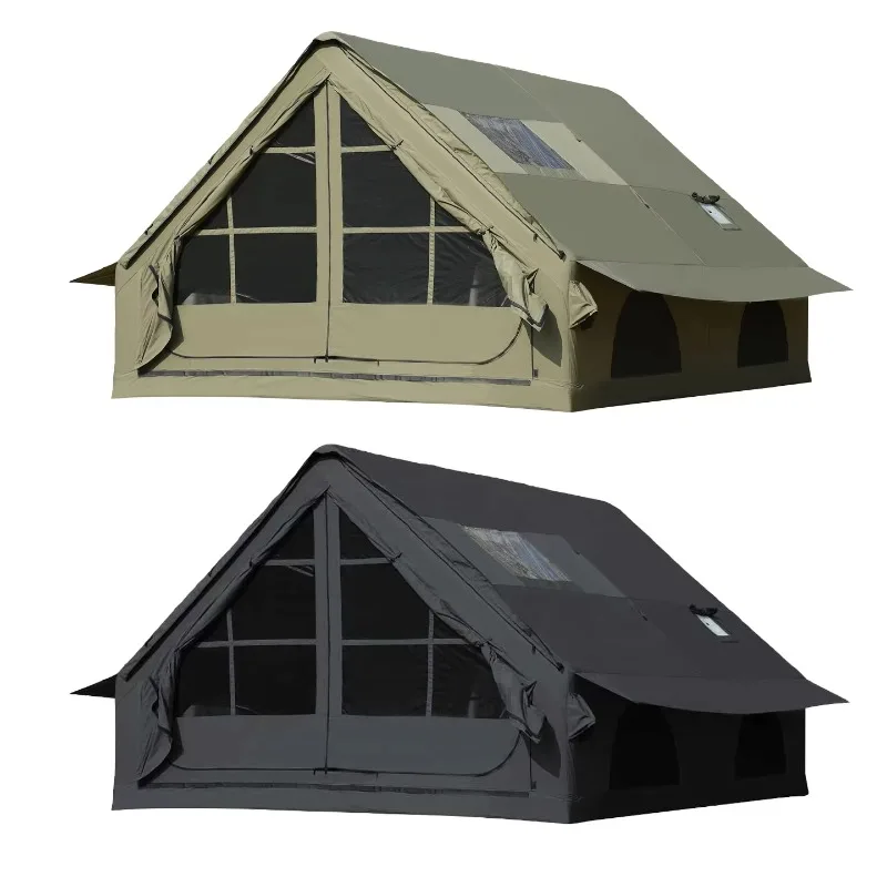 

In Stock 12sqm Green Inflatable Camping Tent with Awning No Setup Required Complete Outdoor Camping Equipment