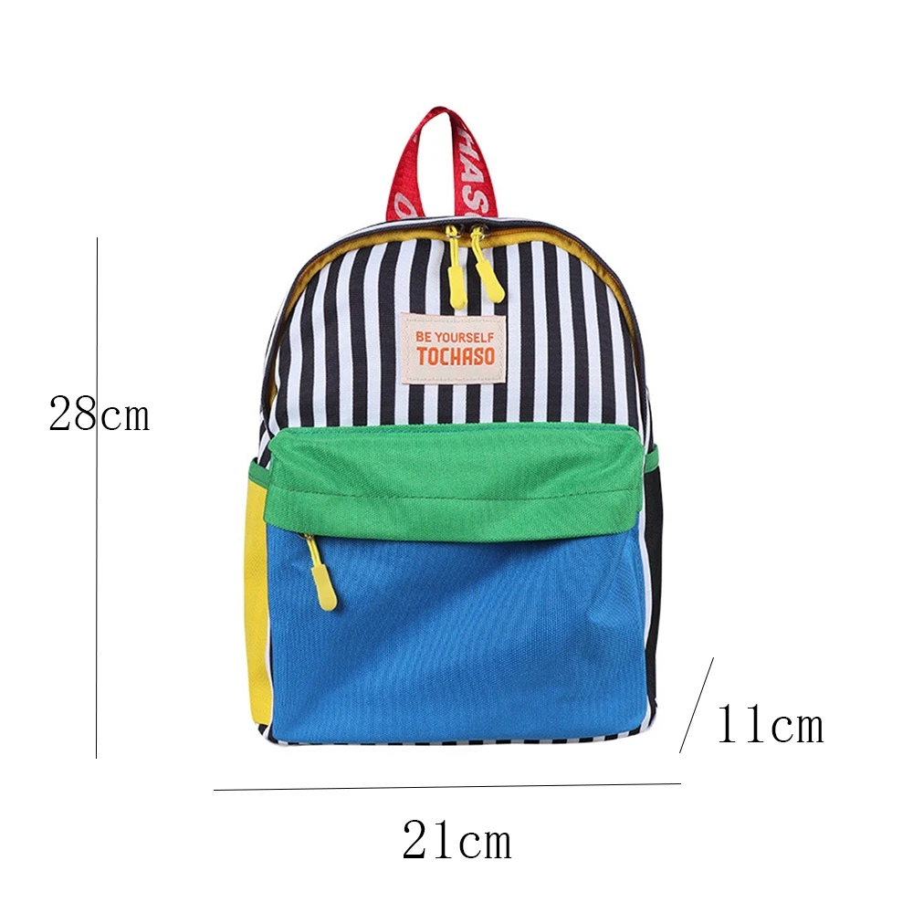 Contrast Color Backpack Personalized Embroidered Name Boys Girls Kindergarten Canvas Schoolbags Travelling Outdoor Snack Bags