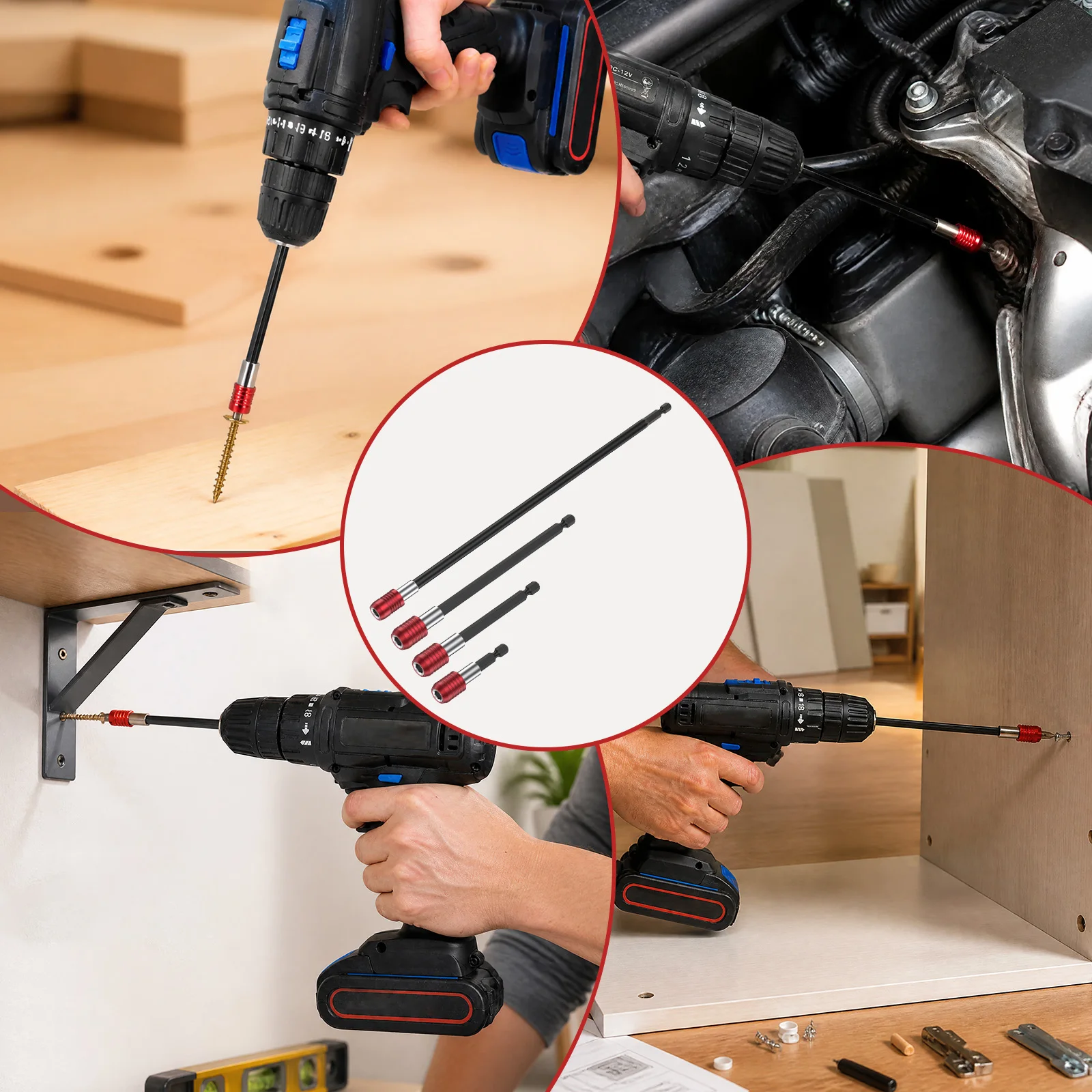 Magnetischer Bohrer-Verlängerungssatz 1/4 Zoll Sechskant-Schnellverschluss Schlagschrauber-Verlängerungsstange Dual-Lock Schraubendreherhalter 12 Zoll lang – Detail 5