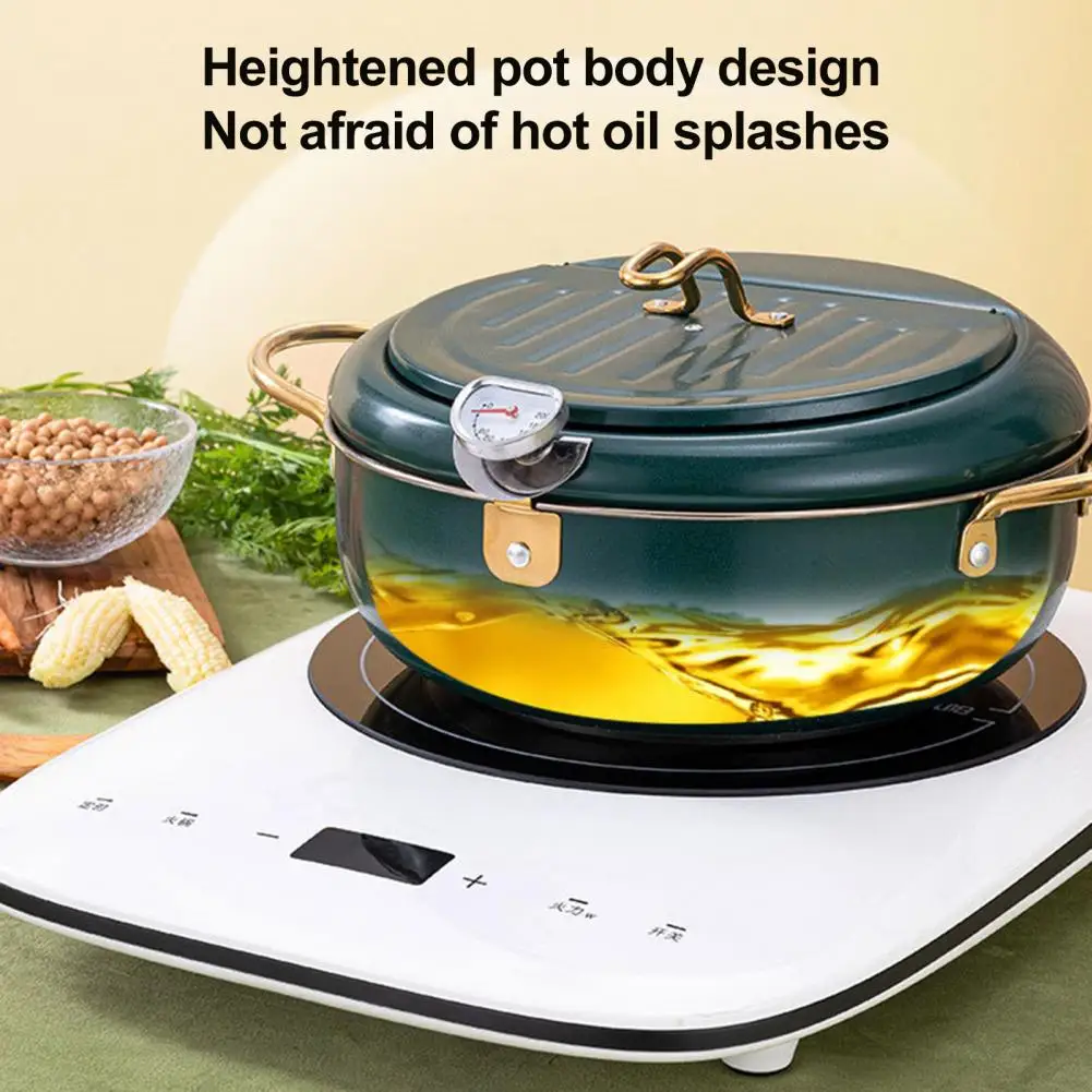Frying Pot with Thermometer Stainless Steel Tempura Fryer 201 304 Stainless Steel Fryer Pot with Built-in for Tempura