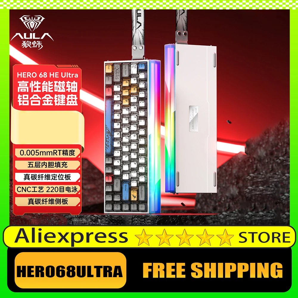 

AULA HERO68HE Ultra Gaming Wireless Mechanical Keyboard Magnetic Switch 8K Return Rate 0.005R Low Latency PC Gaming Accessories