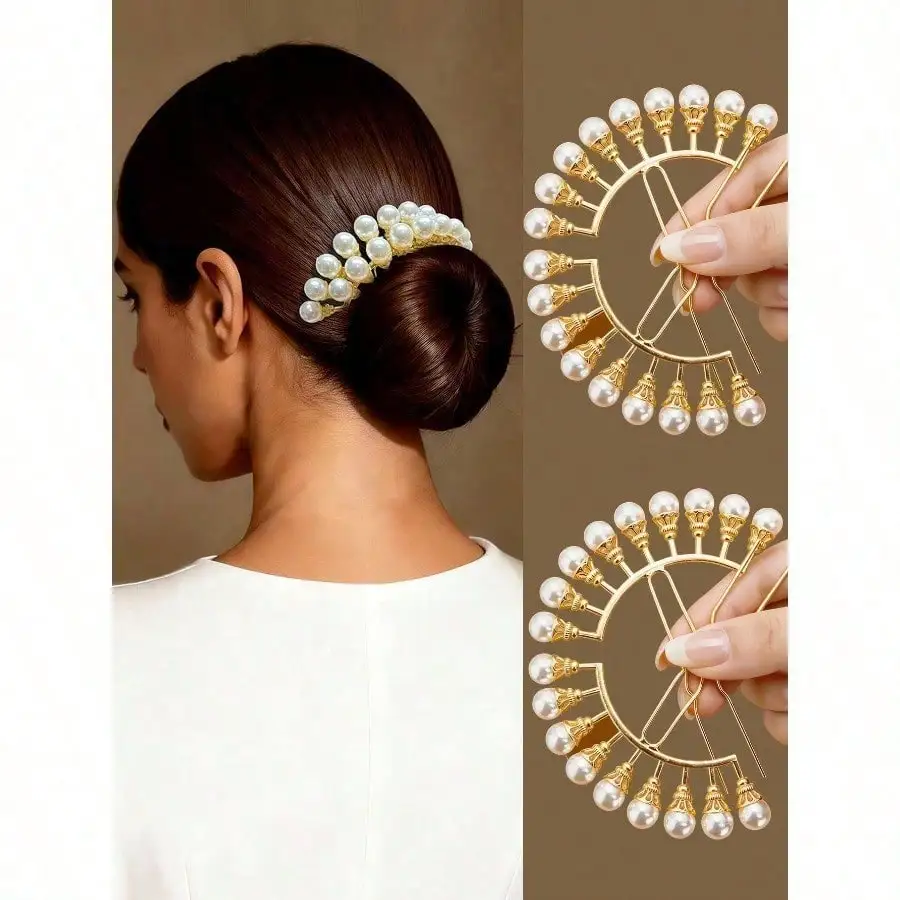 

2pcs Retro U-Shaped Pearl Hair Clip, Floral Hair Accessory, Suitable For Daily Hairstyles, Festivals, Costume Performances, Wedding Headpieces