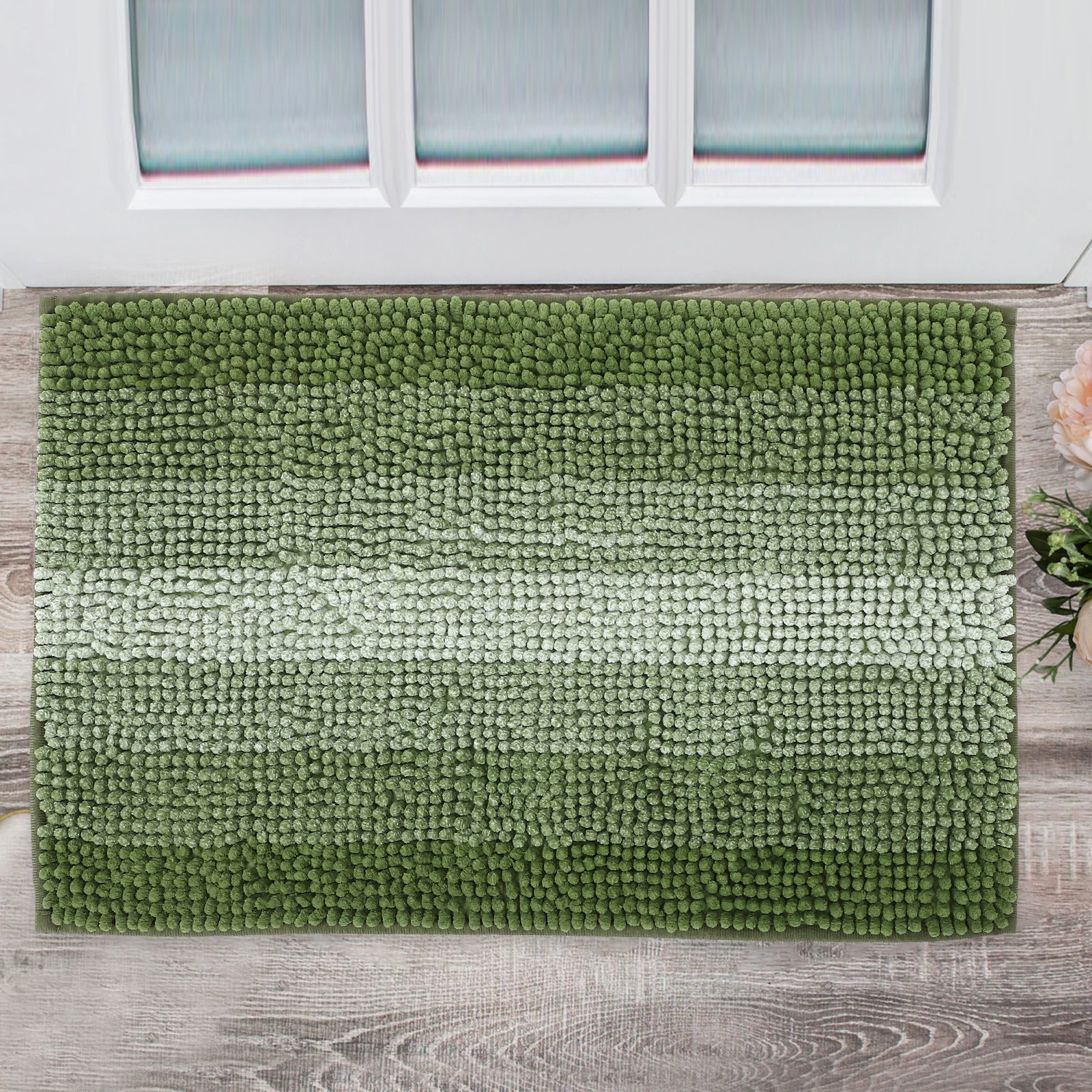 

Chenille Bathroom Mat 40x60cm Green Nonslip Water Absorption Bath Rug Washable Anti Skid Home Supplies Floor Mat Decorative