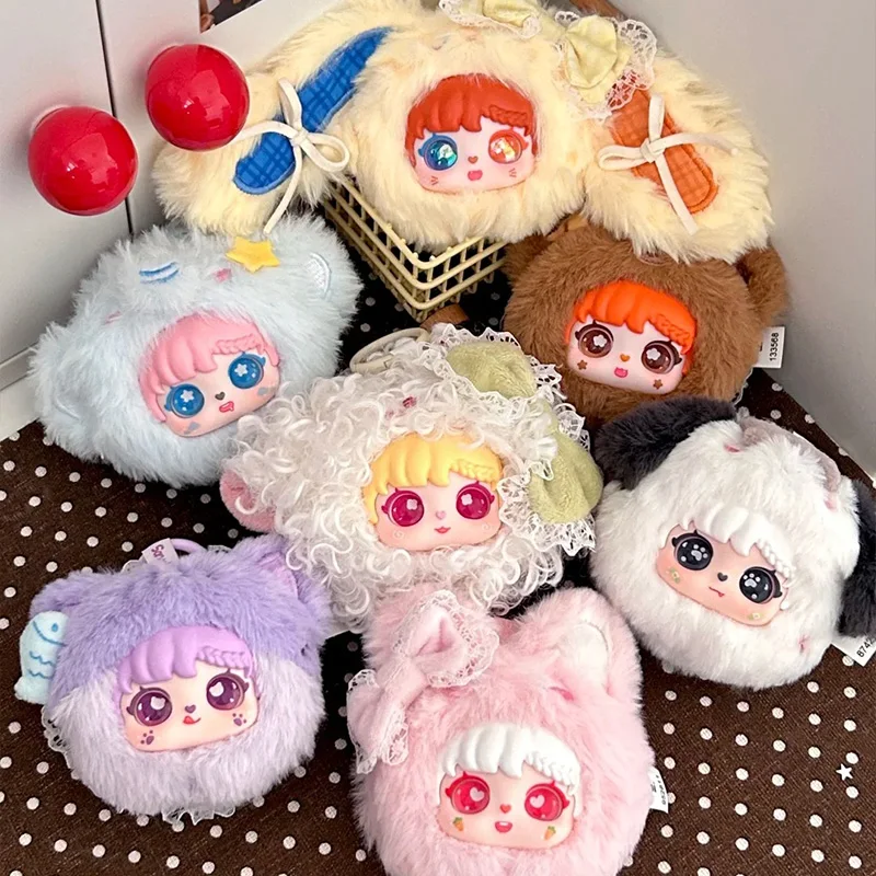 정품 산미 애니멀 시리즈 메이크업 미러 플러시 블라인드 박스 트렌디 장난감 생일 서프라이즈 선물 야외 휴대용 가방 펜던트 장식