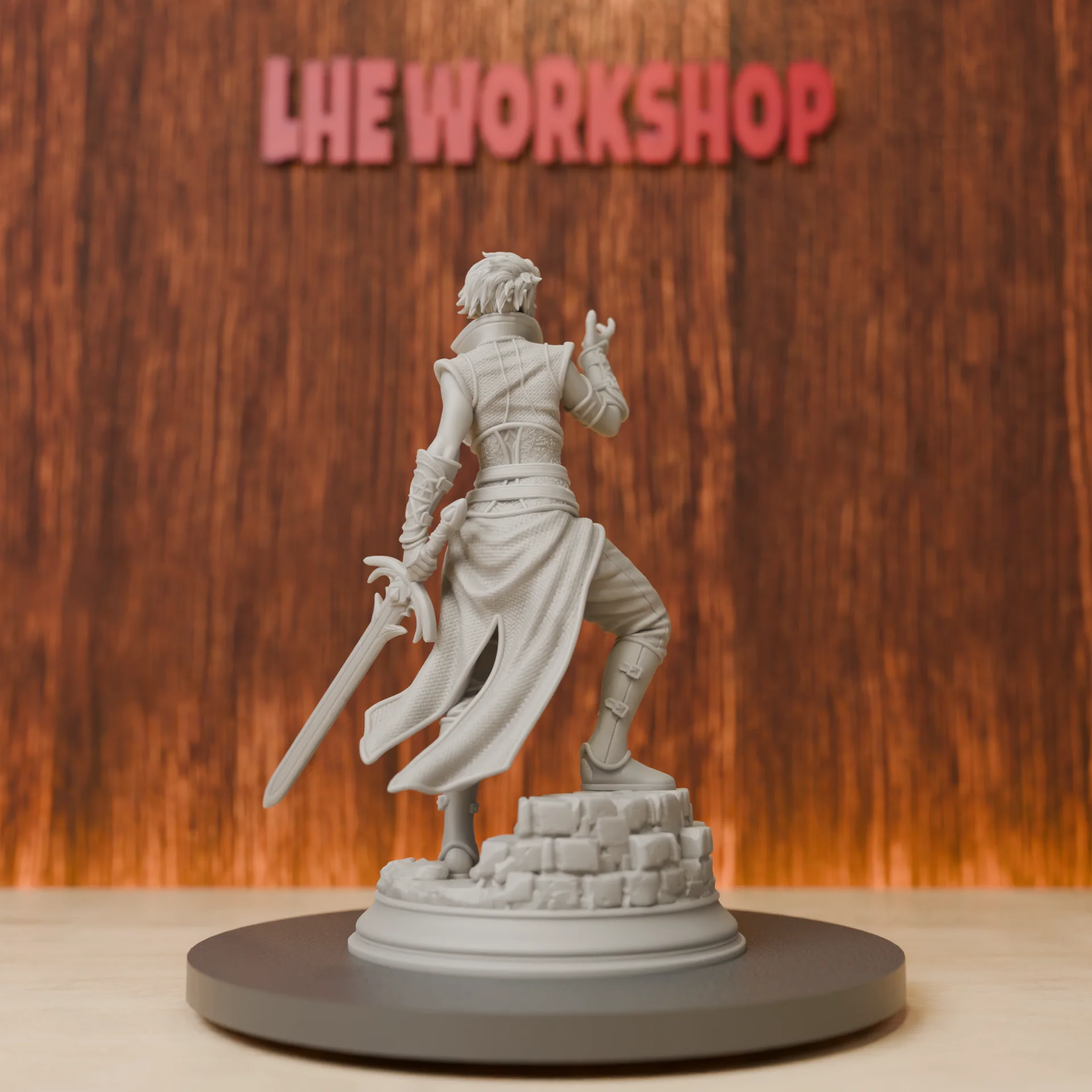 Elf Female Hexblade Miniatures | 28mm-75mm | Resin 3D Printed DND Pathfinder Mini | Unpainted Grey