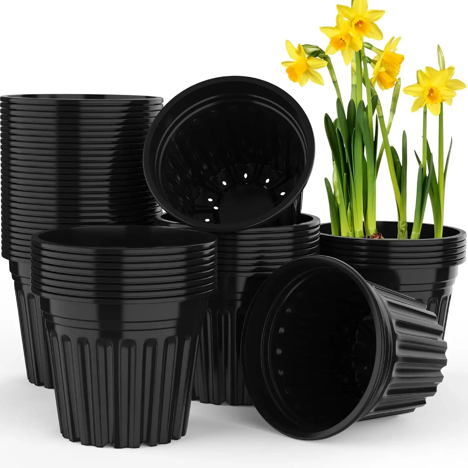 

50 Pcs 3 Gallon Planter Nursery Pots, Seed Starting Pot Plastic Flower Seedling Pots with Drainage Holes Flexible Plant