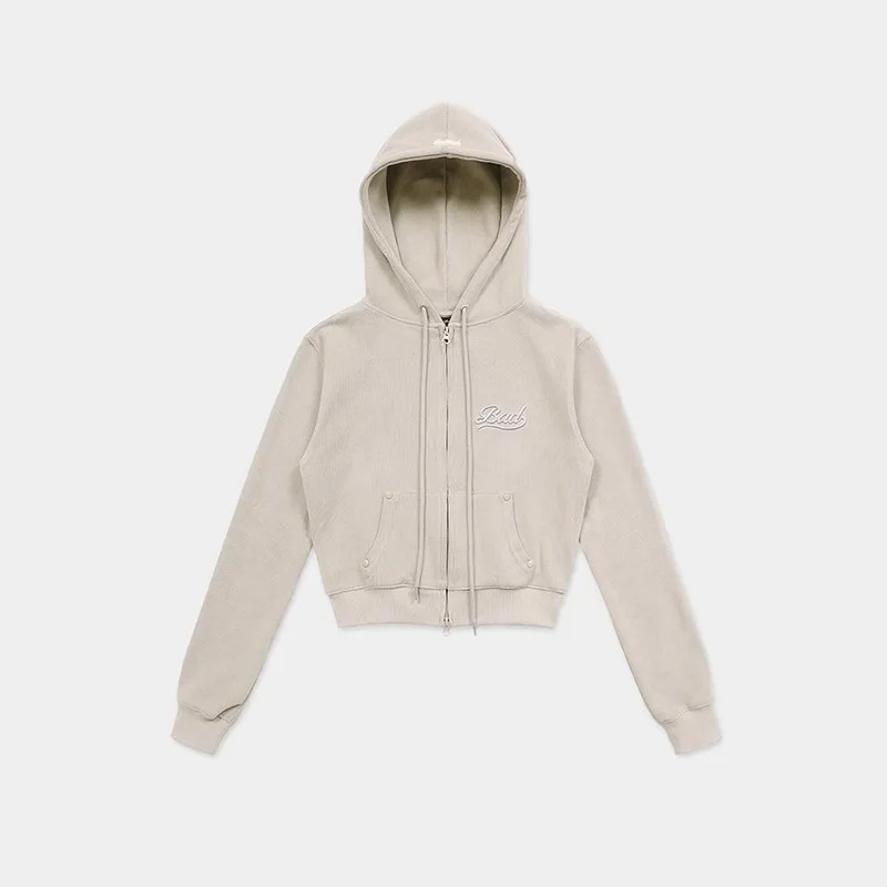 Badblood short hoodie women's American spicy girl retro hooded jacket Spring and Autumn Korean zipper cardigan top trendy