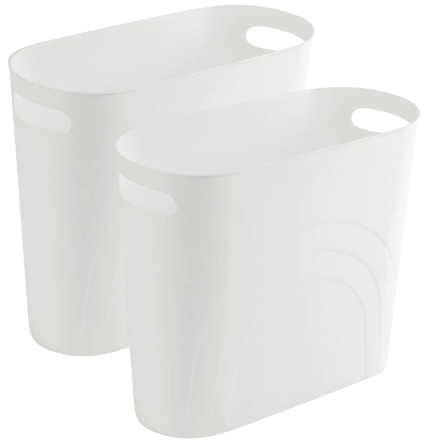 

Узкая мусорная корзина на 3,5 галлона с ручками, белая корзина для мусора для ванной, кухни, офиса - 2 штуки в упаковке