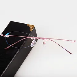 Designed Women Rimless Glasses Pure Titanium Eyeglasses Optical Frame Prescription Frameless Spectacle Simple Line Temple 1280