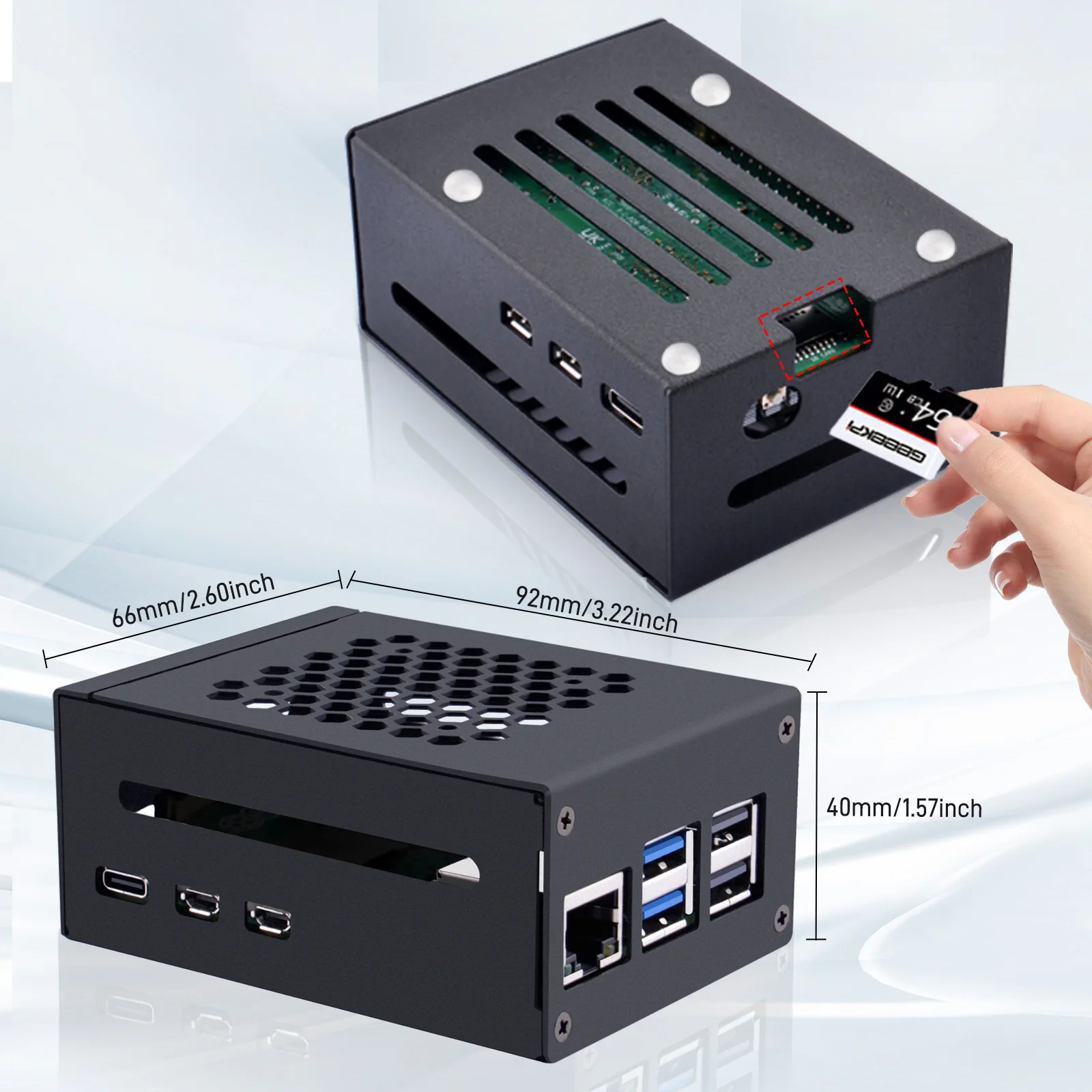 52Pi Raspberry Pi 5 Metal Case Compatible with N04 N05 M.2 NVMe to PCLe Adapter X1000 PCLe Peripheral Boards