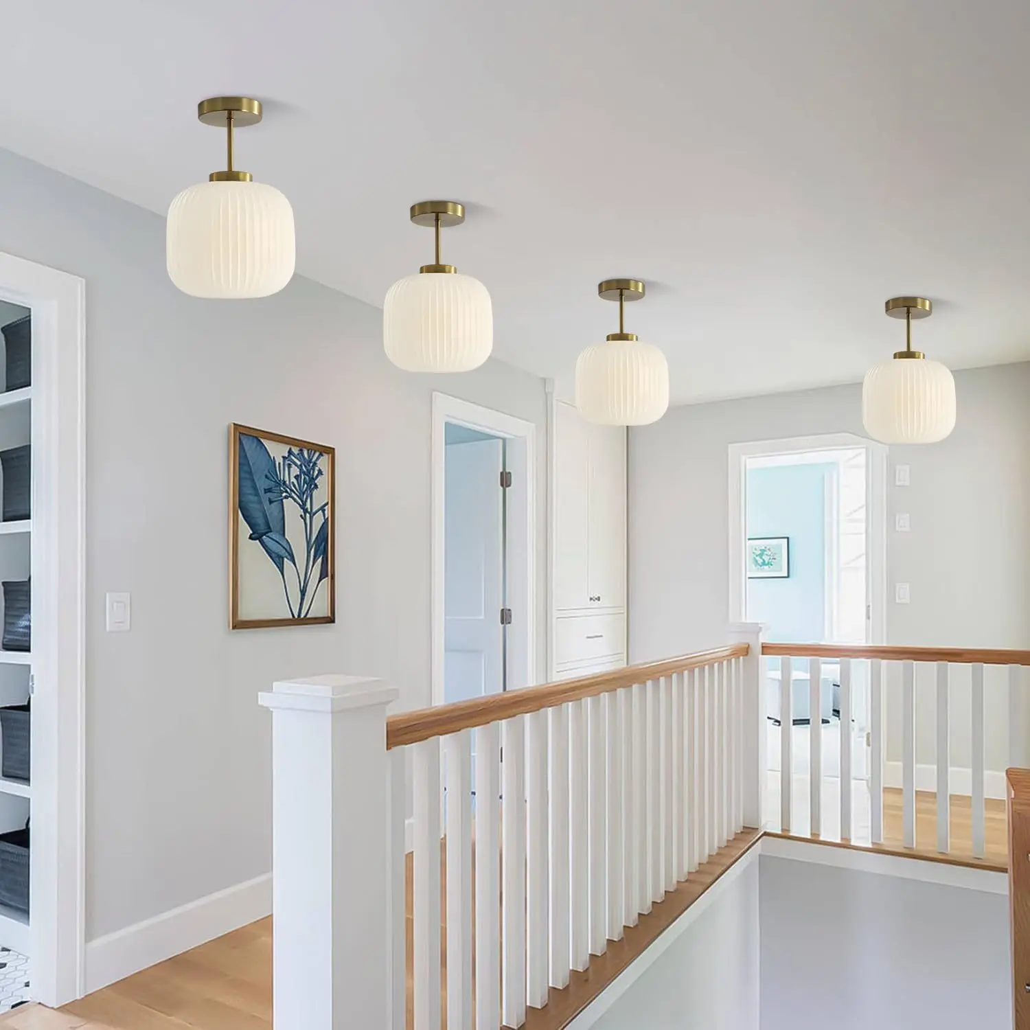 

Nordic Striped Lantern Glass Ceiling Light Cloakroom Balcony Corridor Aisle Light Living Room Bedroom Chandelier Ceiling Lamp