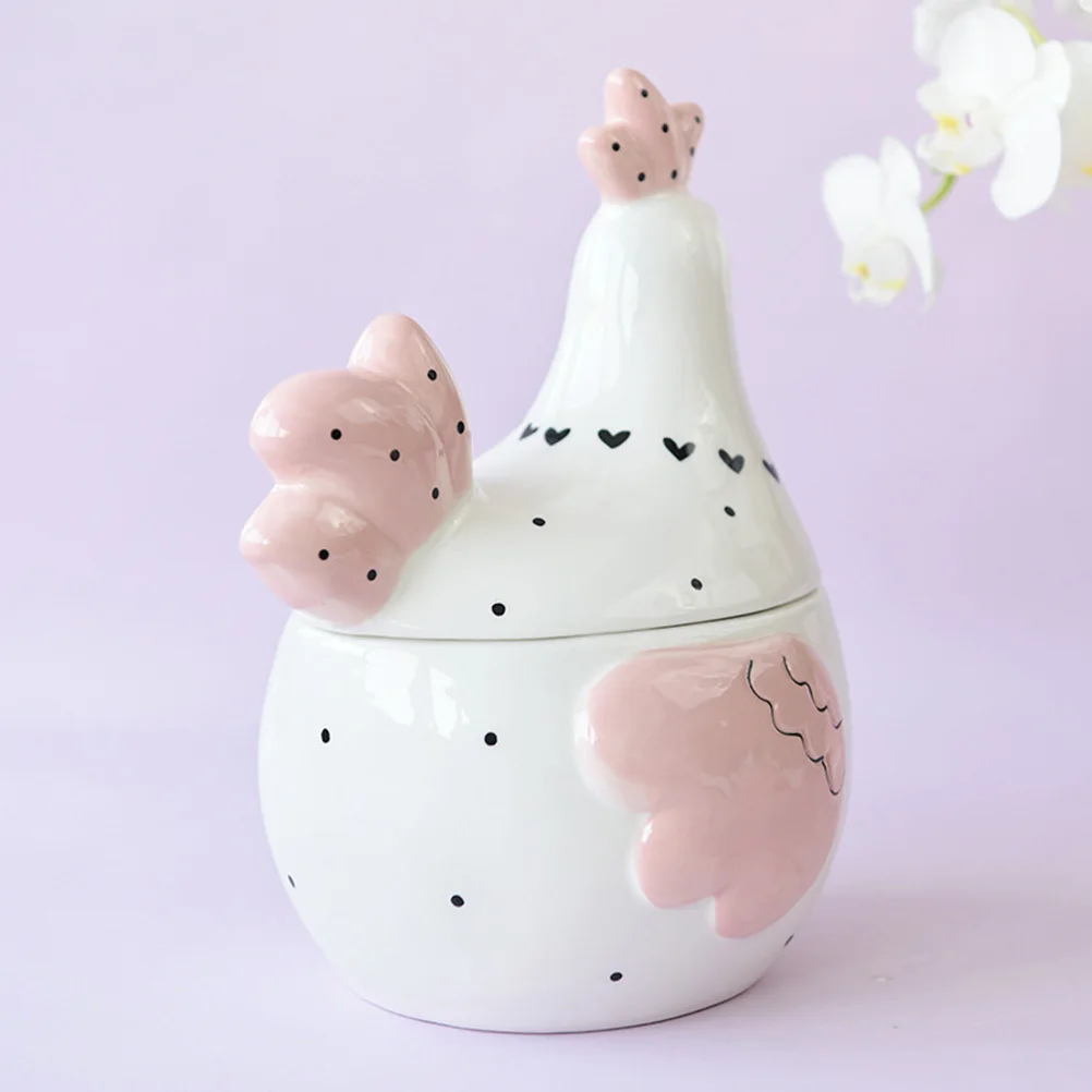 

Kitchen Airtight Egg Can Ceramic Chicken Design Storage Box for Loose Eggs Dried Fruit Snacks Candy Jar with Sealing Lid Home