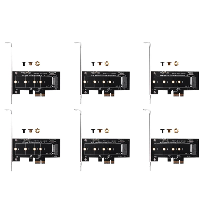 

6X Add On Cards PCIE To M2 Adapter PCI Express 3.0 X1 To NVME SSD M2 PCIE Raiser Adapter Support 2230 2242 2260 2280