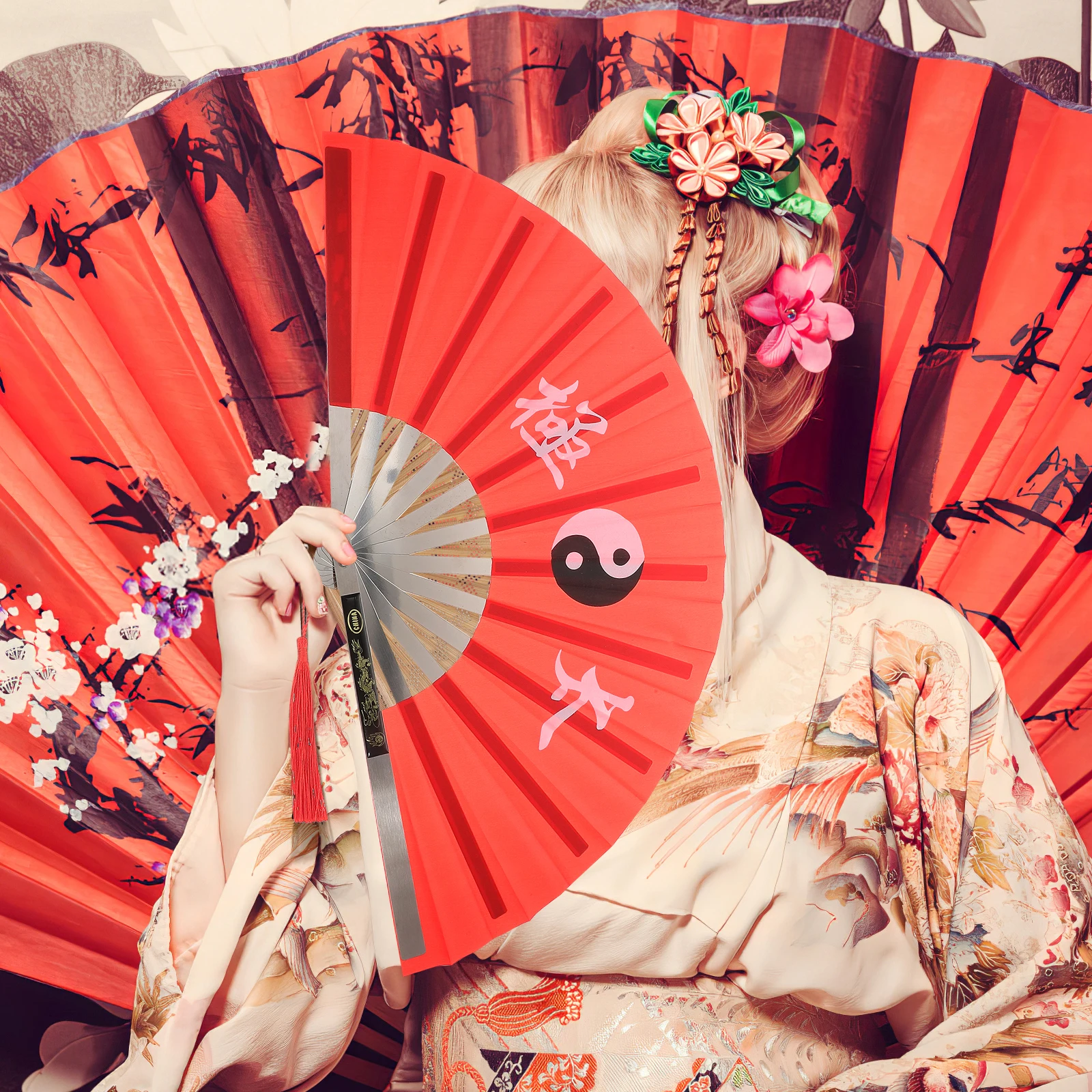 

1pc Tai Chi Chinese Folding Hand For Performance Kung Fu Dance Decorative Festival Gift Large Handheld Martial Arts