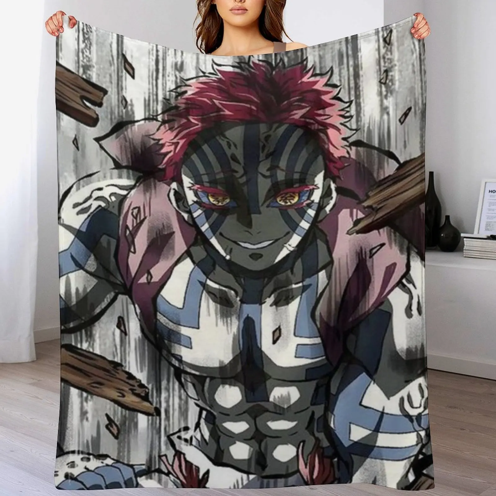 

Akaza - Kimetsu no Yaiba Throw Blanket Flannel cosplay anime Kid'S Nap Blankets