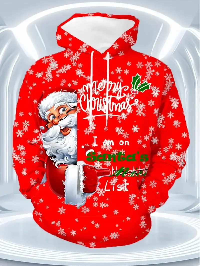 2026 عيد الميلاد هوديس سانتا كلوز ثلاثية الأبعاد طباعة الرجال النساء هوديي بلوزات عادية للجنسين هودي البلوز القمم الملابس رجل سترة