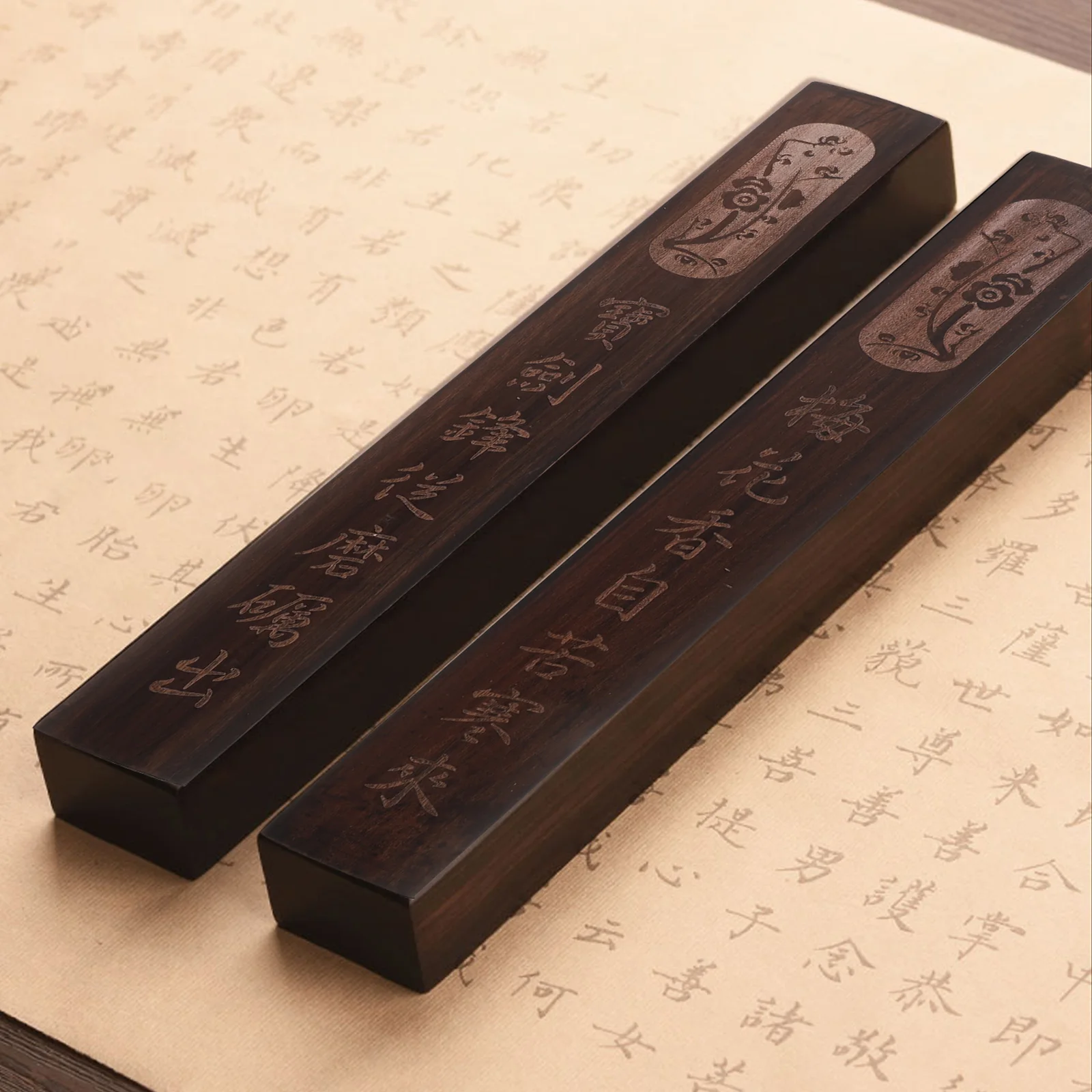 

2Pcs Black Ebony Wood Paperweights Calligraphy Desk Decor Practical Stationery Art Supplies Writing Accessories