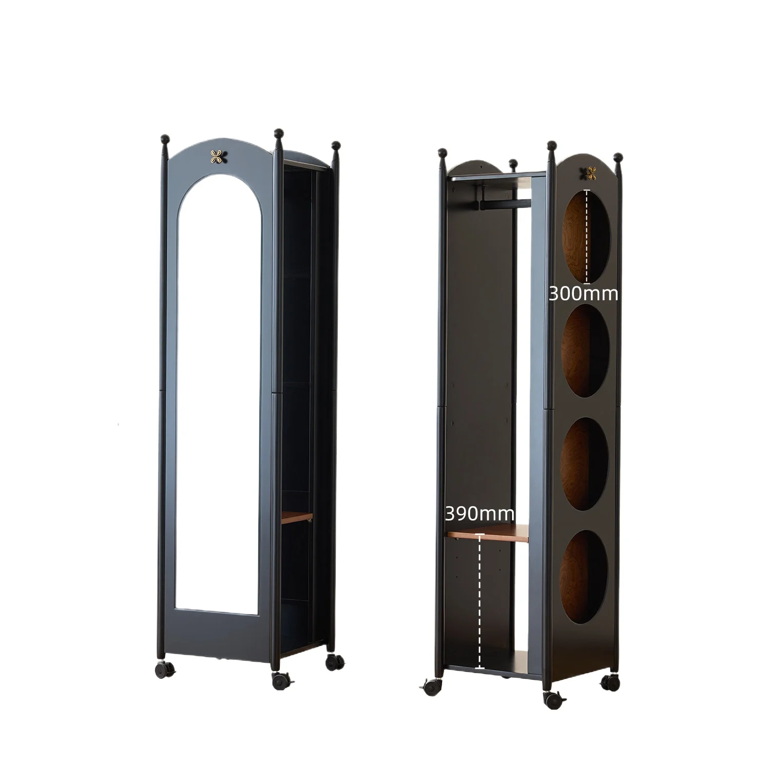 LMM bedroom floor-to-ceiling movable corner full-body full-length mirror integrated clothes rack