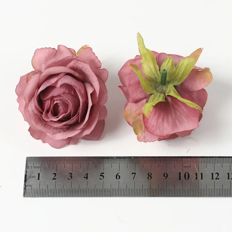 رؤوس زهور اصطناعية وردية حريرية ، زهور مزيفة ، حديقة ، ديكور زفاف ، ديكور منزلي شمالي ، أكسسوارات إكليل زهور تصنعه بنفسك ، 5: 10 #6