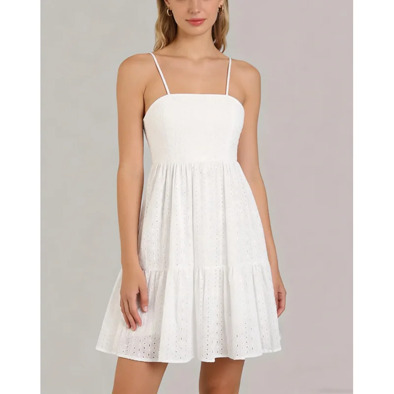 

Летнее модное однотонное элегантное пляжное платье для девочек с перекрестными завязками сзади