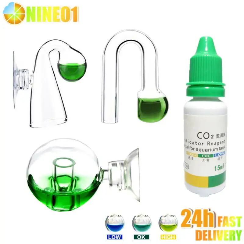 CO2 Drop Checker For Fish Tank Aquatic Planted Tank PH Test Diffuse Glass Aquarium Hang On CO2 Monitor Sensor Detector Indicator