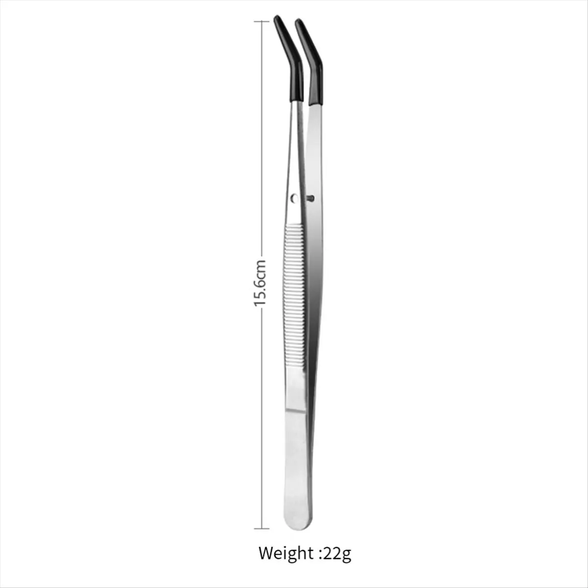 【~ New A64E】2pcs Bent Tweezers with Rubber Tips, Curved Flat Tip Tweezer Stainless Steel Angled Grip Gem Stamp Sticker