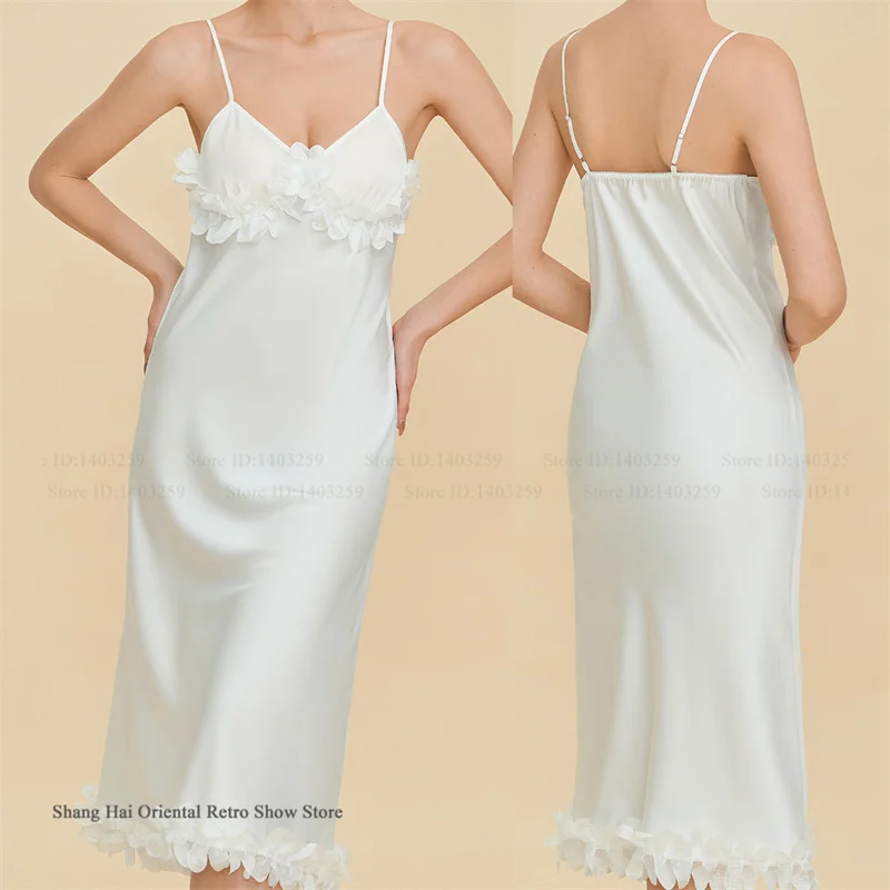 

Sexy Suspender Nightgown Chemise Sleepwear Summer New Female Nightwear Home Dress Loose Silky Satin Loungewear Intimate Lingerie