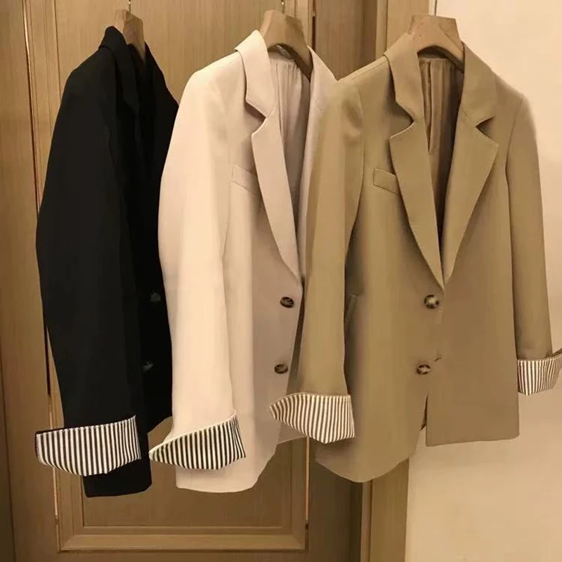 

Casual Blazer for Women Korean Elegant Office Ladies Single Breasted Suit Jacket Y2K Autumn Loose Streetwear All Match Outerwear