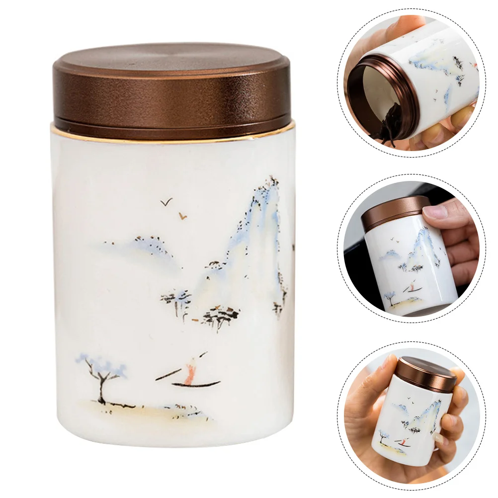 

Ceramic Tea Storage Container Portable Tea Canister Kitchen Holder Sealing Food Jar Storage Canister Ceramic Jar
