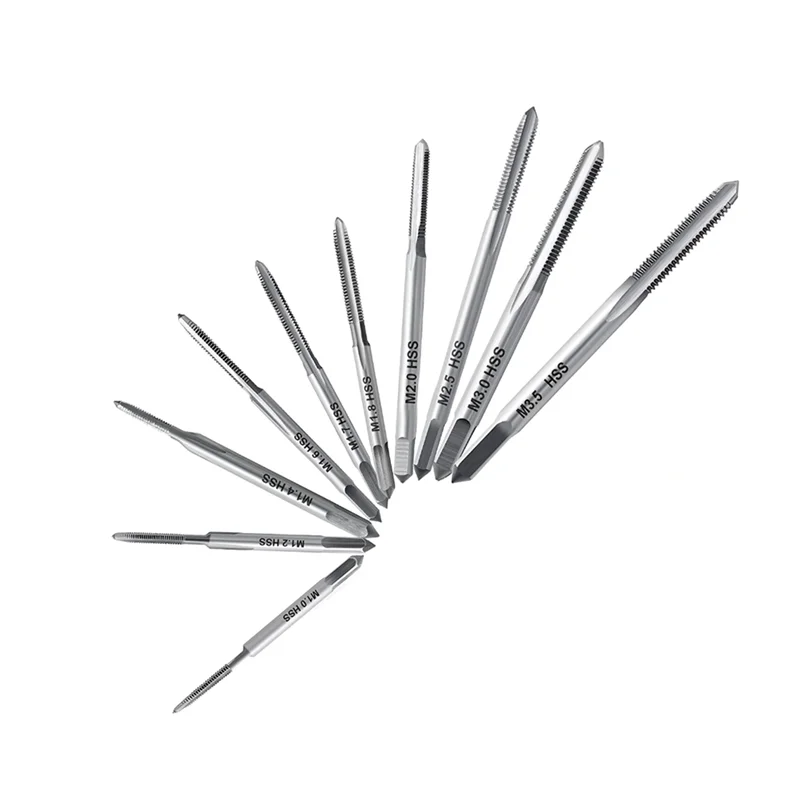 10Pcs Micro-Taps for Watches Tapping,Mini Spiral Flute Taps Machine Tap Sets Metric Straight Flute Coarse Thread M1-M3.5