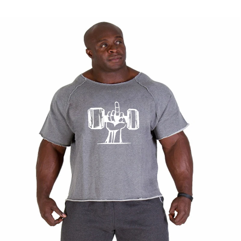 

Новинка, брендовая одежда для спортзала, мужские свободные футболки для бодибилдинга, хлопковая толстовка с коротким рукавом, спортивная одежда для фитнеса и тренировок, мужские топы