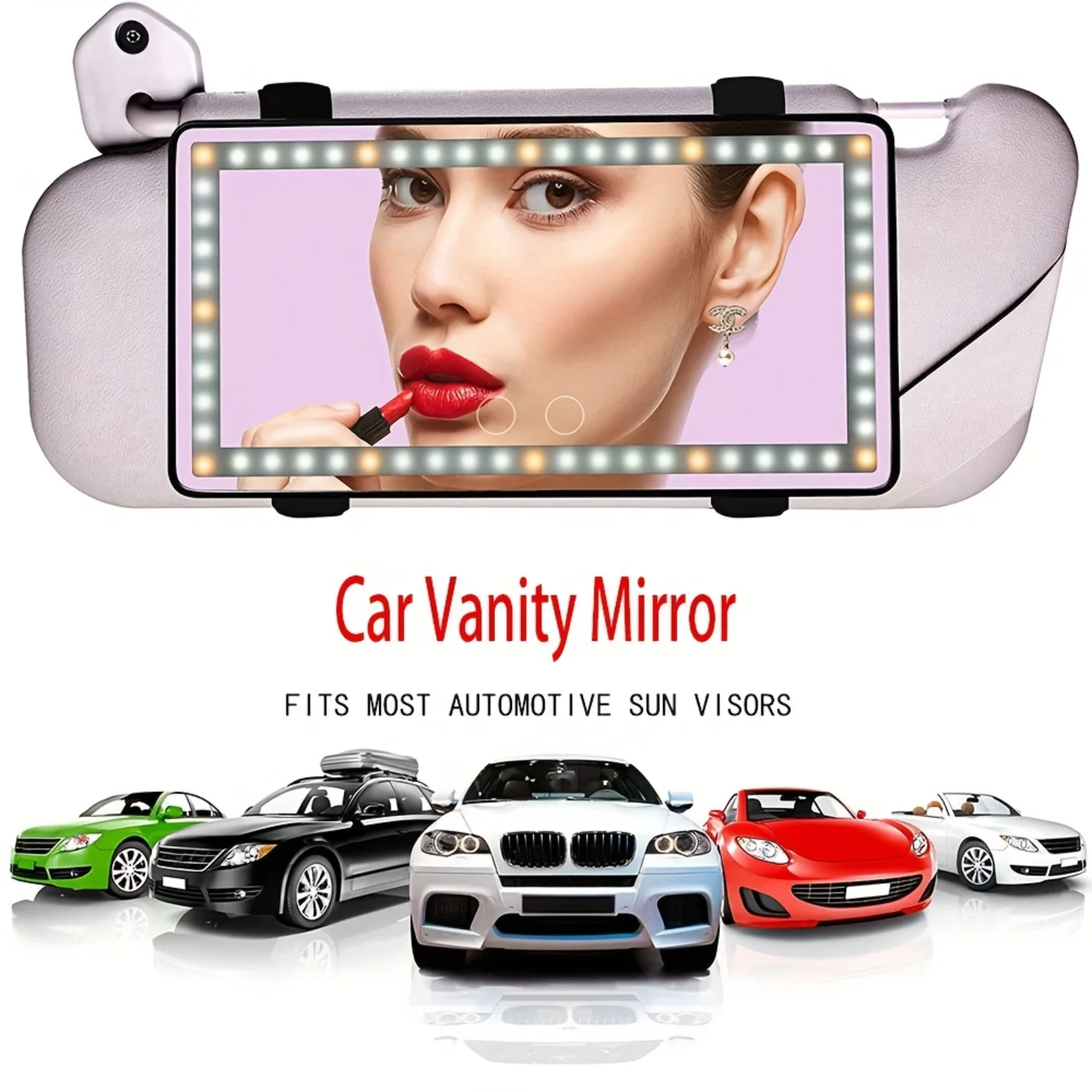 

1pc Universal LED Sun Visor Makeup Mirror - Rechargeable, Dimmable Control, 3 Lighting Modes for Day & Night, Perfect for Vanit