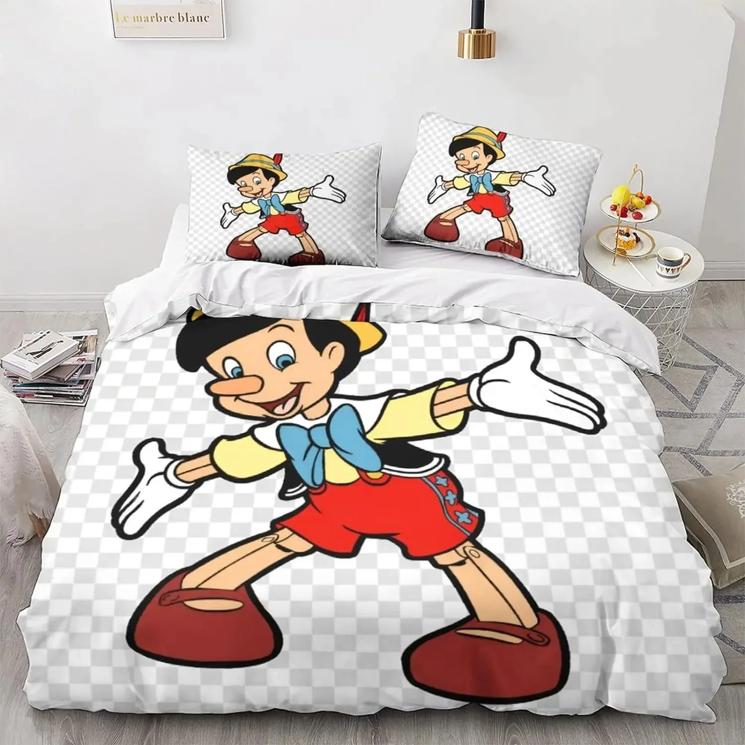 Disney Pinocchio Bedding Sets,Cartoon Pinocchio Duvet Cover,Boy children Bedclothes Bed Linen Gift,Anime Theme Quilt Cover