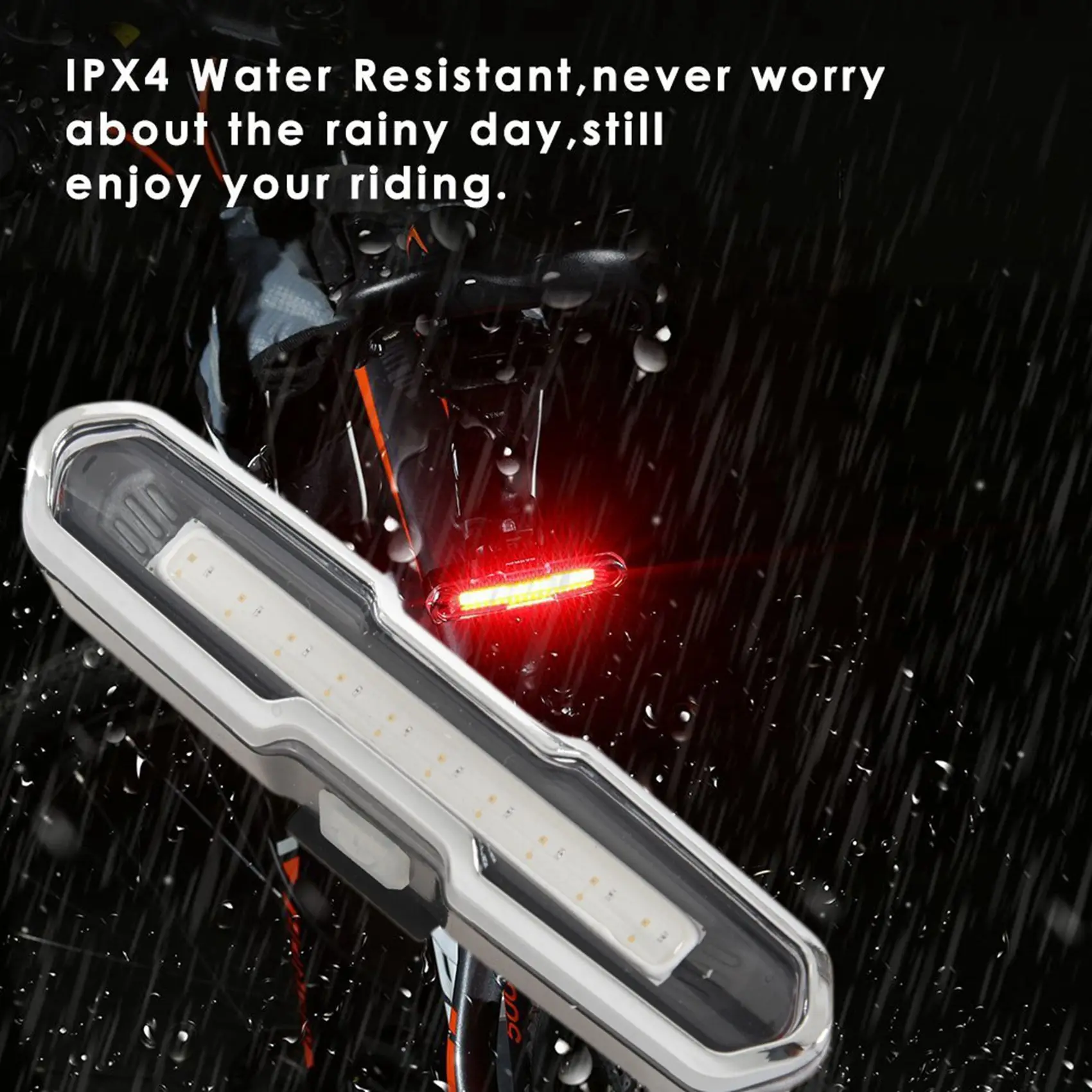 

AS98-8X Bike Tail Light USB Rechargeable LED Bicycle Rear Light 5 Light Mode Headlights With Red + Blue