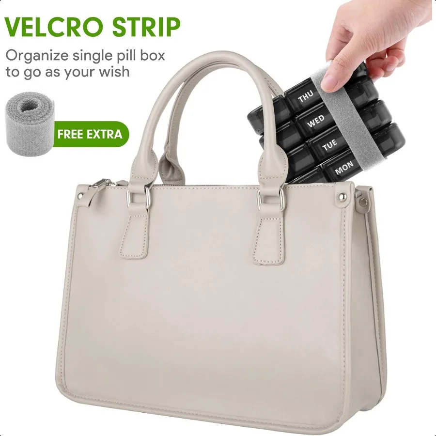 Pastillero grande semanal de 3 veces al día, pastillero diario de 7 días con 21 compartimentos, dispensador de pastillas, soporte para pláter