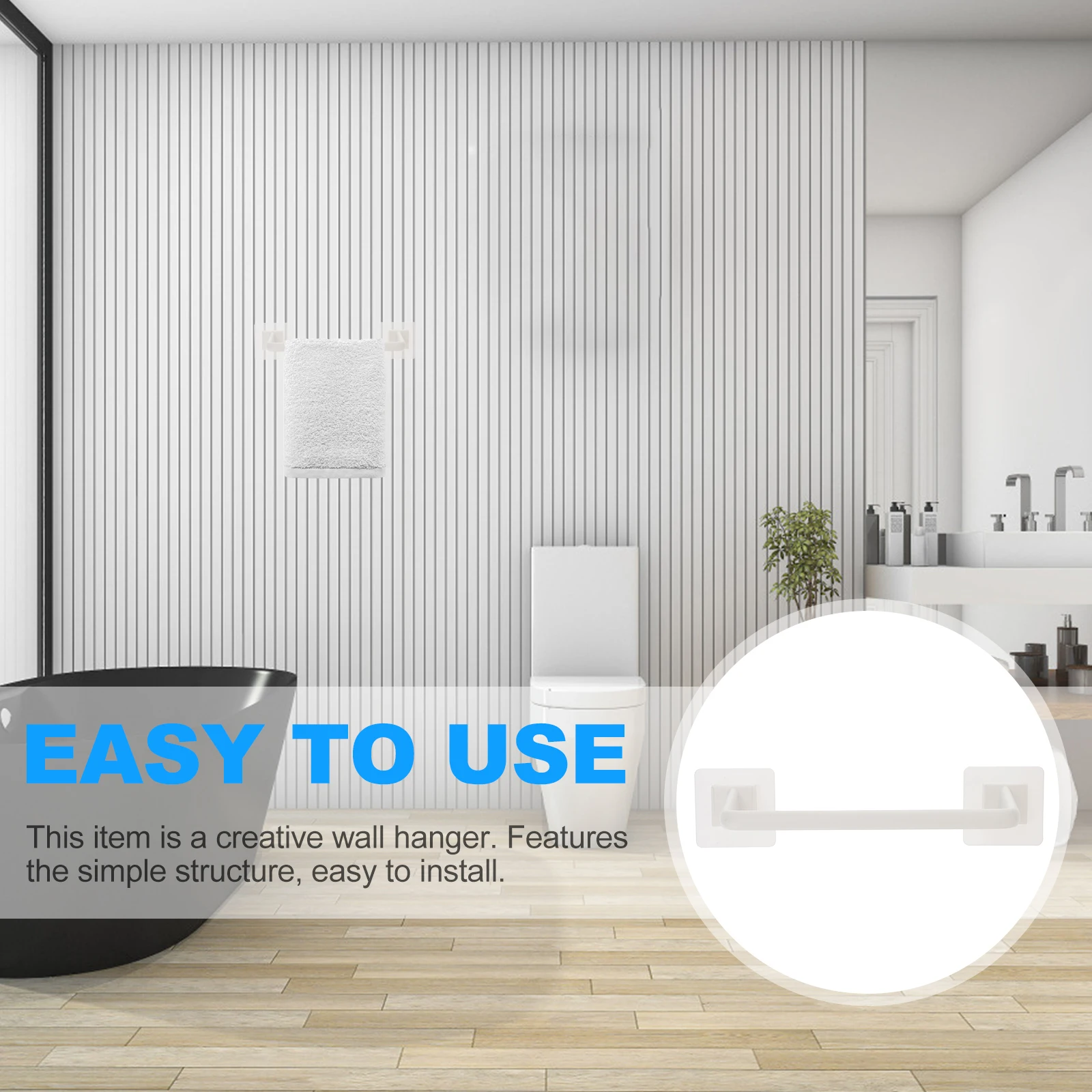 

34Cm Plastic Towel Bar Modern Single Rack No Drill Bath Holder Black Waterproof Adhesive Easy Assemble Remove Smooth