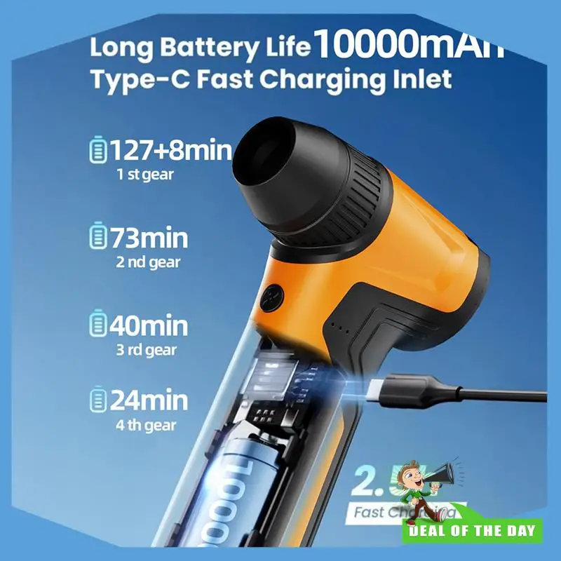 Livraison en 24 heures de nettoyage de voiture 110000 tr/min Mini ventilateur électrique plumeau d'air vitesse du vent réglable Turbo Violent Rechargeable