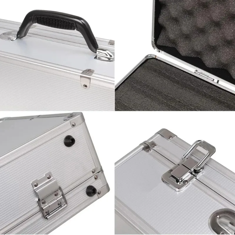 Caja de herramientas de almacenamiento de instrumentos de seguridad de aleación de aluminio, caja de herramientas para equipo, Estuche de transporte para exteriores con interior de algodón absorbente de golpes