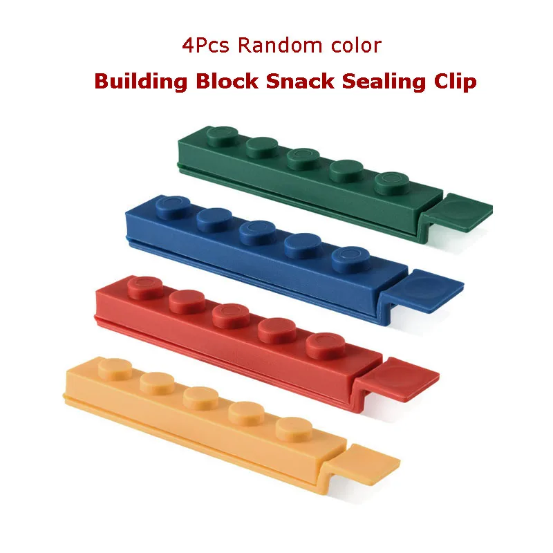 

4Pcs Random color Building Block Snack Sealing Clip Home Storage Organizer Kitchen Tool Moisture-Proof Sealer