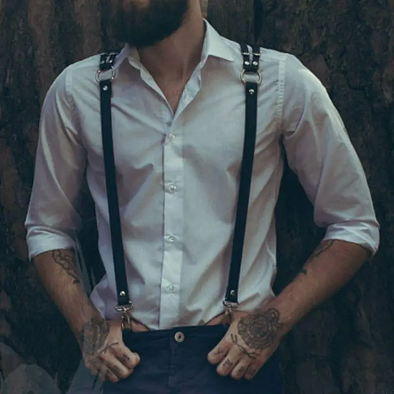 رجالي جلدية نصف تسخير الحمل حزام الشرير قابلة للتعديل الجسم صدر الأزياء Cosplay Cosplay