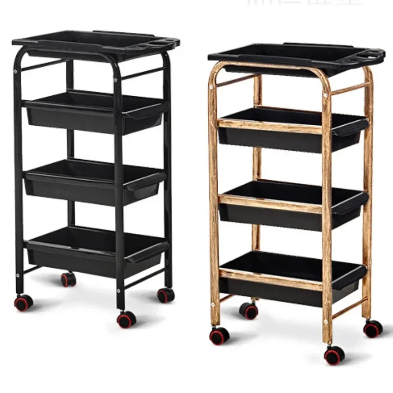 Welding Trolley Barber Black Foldable Hairdresser Trolleys Bar Metallic Organizers Salon Styling Station Beauty Cart Wheeled