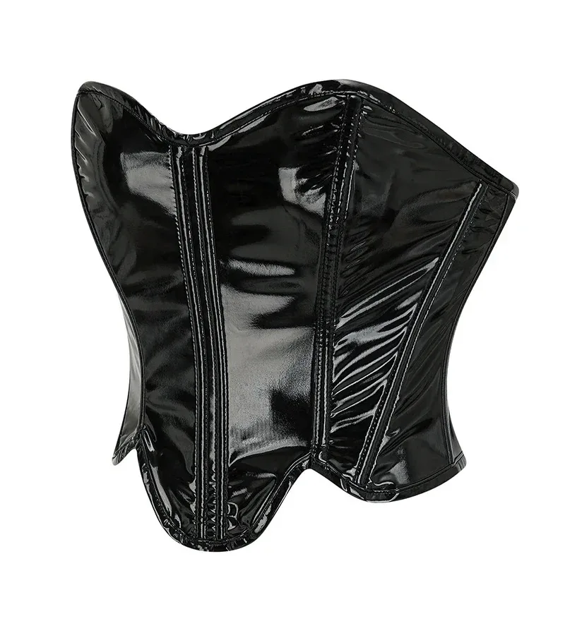 

Женский корсет-топ из блестящей искусственной кожи