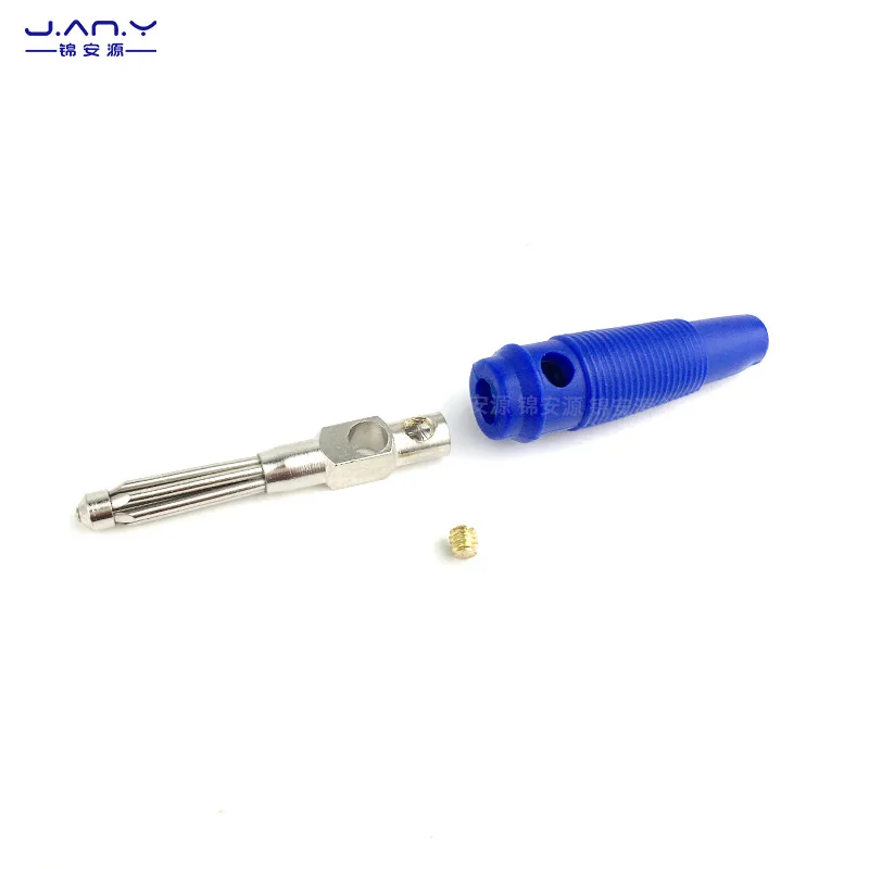 Copper plated 7-pin banana plug screw with solder free overlay 4mm connector, high current and high voltage test connector