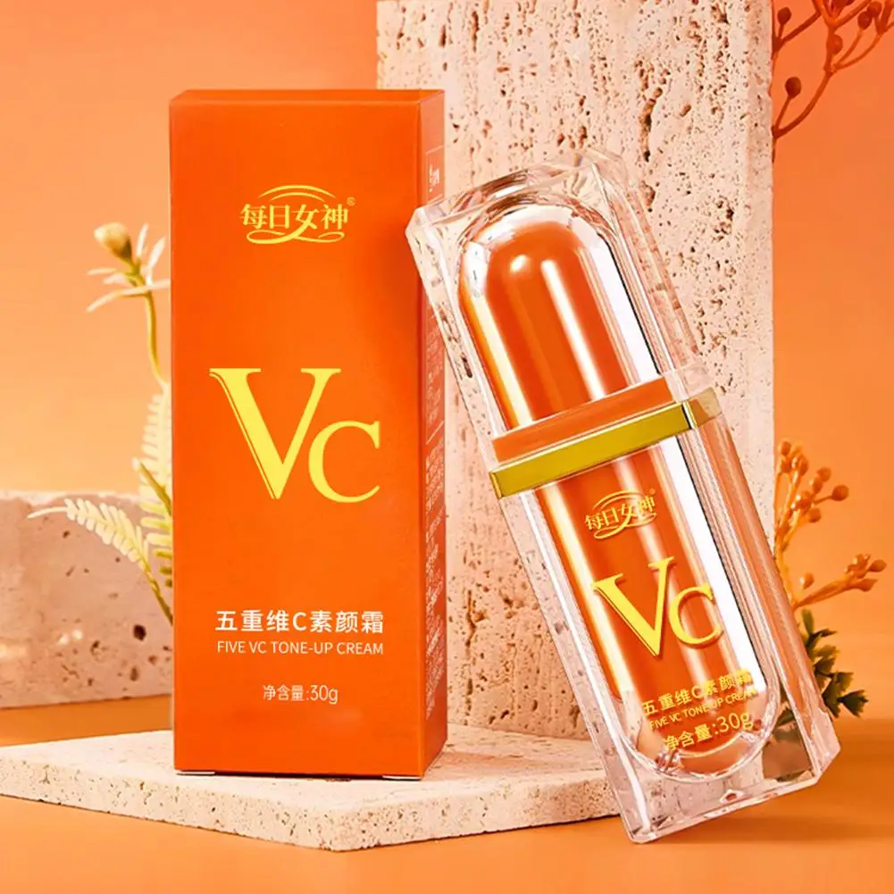 New 5 Vitamin C Tone Up Cream Vitamin C BB Cream Hydrating Conceal Lazy Pores Waterlight Makeup Face Moisturizer Concealer Q9Y1