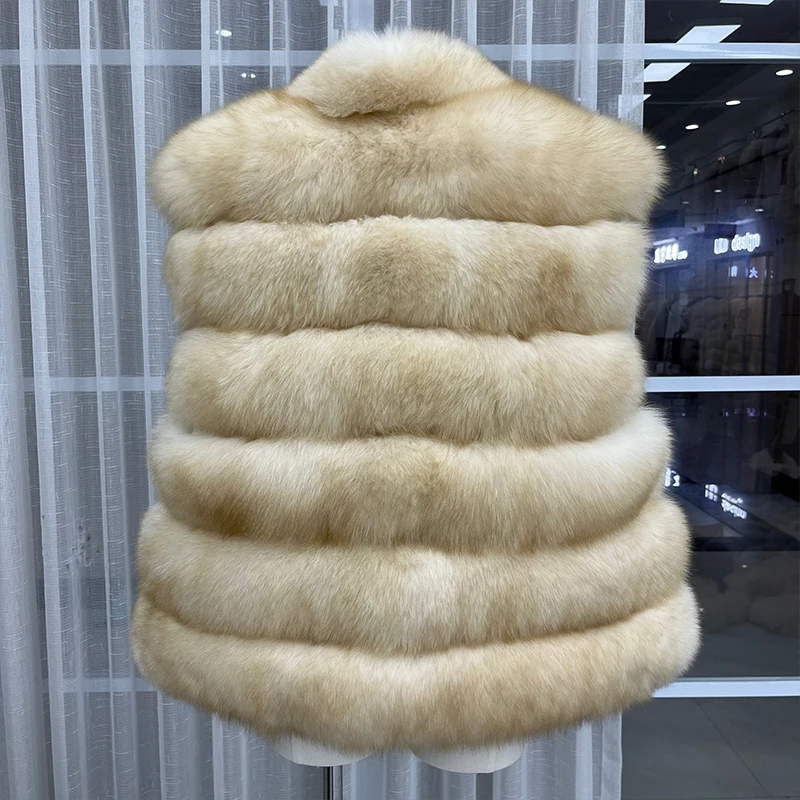 New Fashion Women Winter Real Fox Fur Sleeveless Vest Coat Natural Fur Jackets Female Gilet Waistcoat