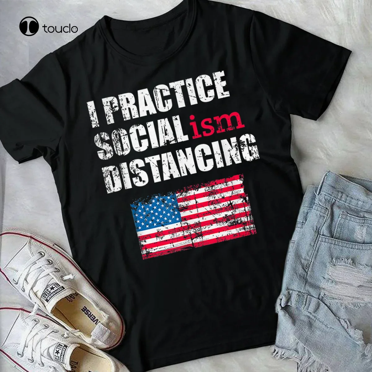 Anti Socialism Funny Political Social Distancing Socialist Gift Black T-Shirt pink shirt