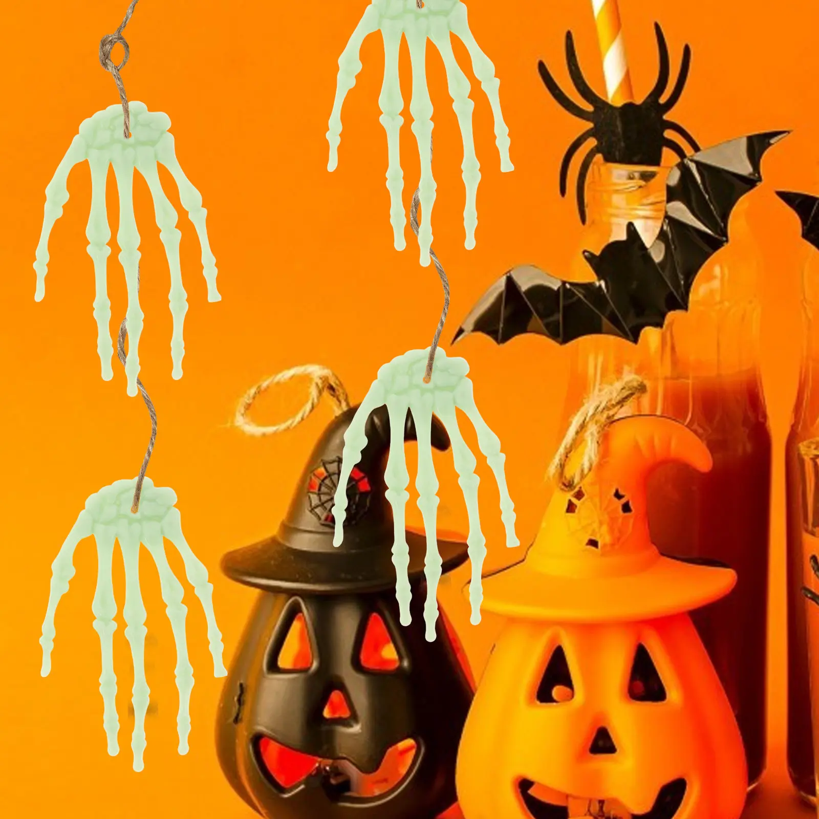 

1 пара пластиковых зеленых реалистичных рук-призраков для подвешивания, страшные декорации для вечеринки на Хэллоуин