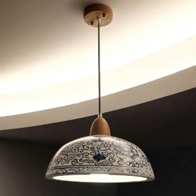 

Китай Подвесной Светильник Синий Белый Фарфоровая Потолочная Люстра Отель Магазин Лофт Столовая Керамическая Подвеска Подвесное Светильник